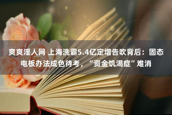 爽爽淫人网 上海洗霸5.4亿定增告吹背后：固态电板办法成色待考，“资金饥渴症”难消