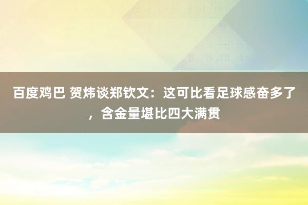 百度鸡巴 贺炜谈郑钦文：这可比看足球感奋多了，含金量堪比四大满贯