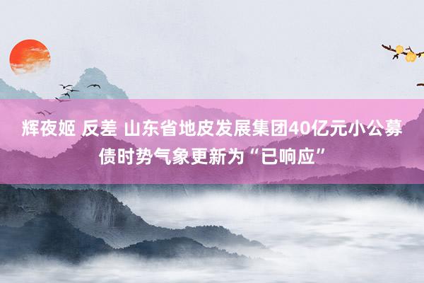 辉夜姬 反差 山东省地皮发展集团40亿元小公募债时势气象更新为“已响应”